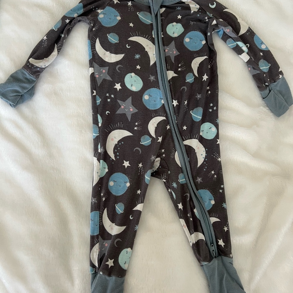 Little Sleepies Celestial Kids Footie - Blue and Gray